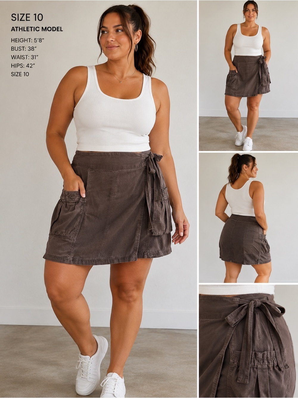 Athleta Brownish Gray Lyocell Cargo Skirt 10